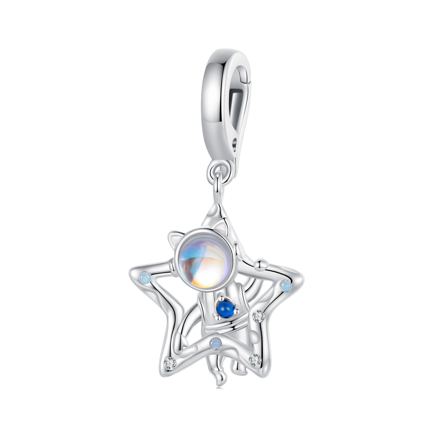 Silver Pendant Star Astronaut CZ Dangle Charm For Sale - sursenso Pendant