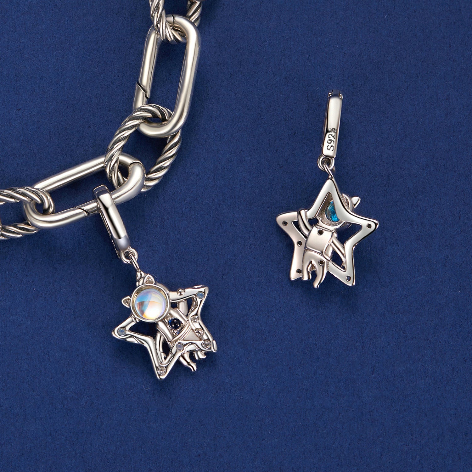 Silver Pendant Star Astronaut CZ Dangle Charm For Sale - sursenso Pendant