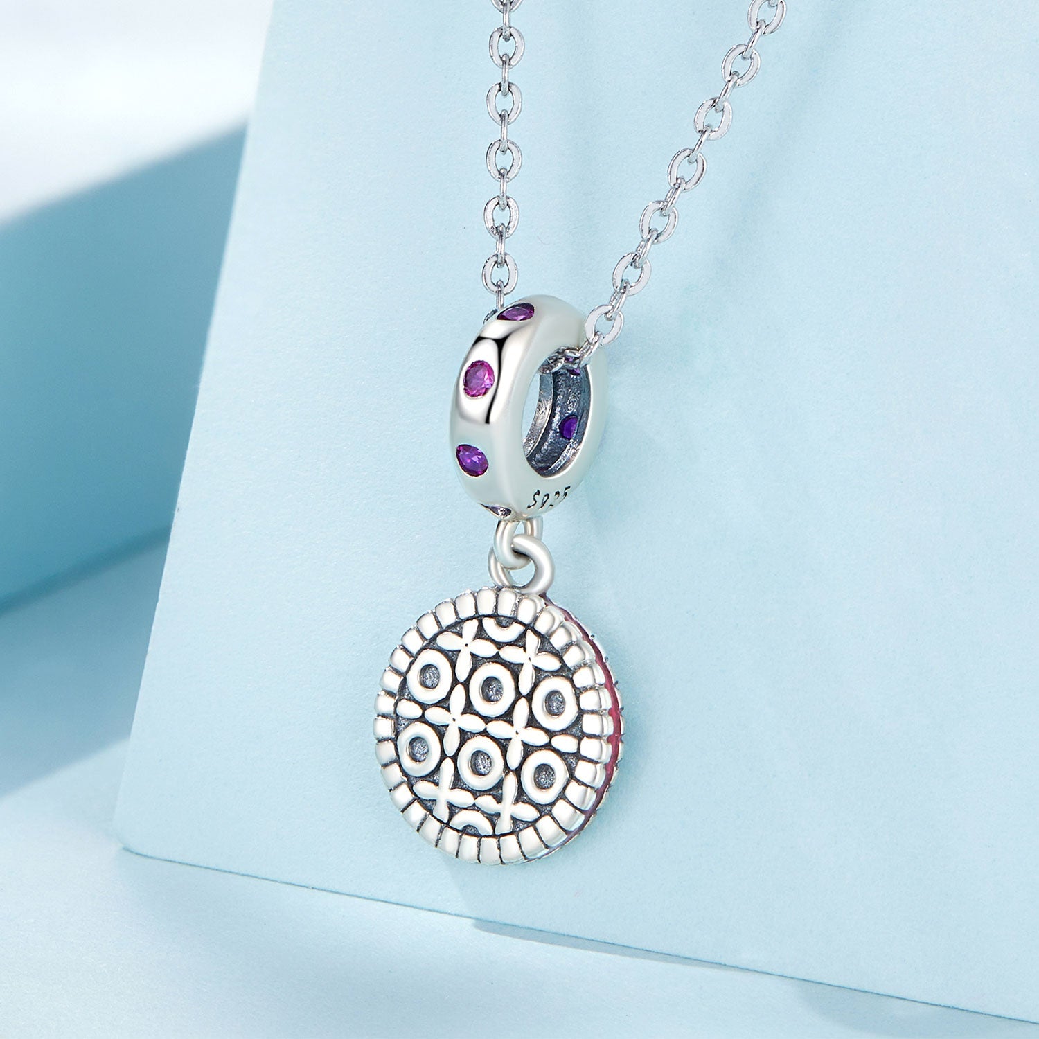 Silver Pendant Strawberry Cookie Filling CZ Dangle Charm For Sale - sursenso Pendant