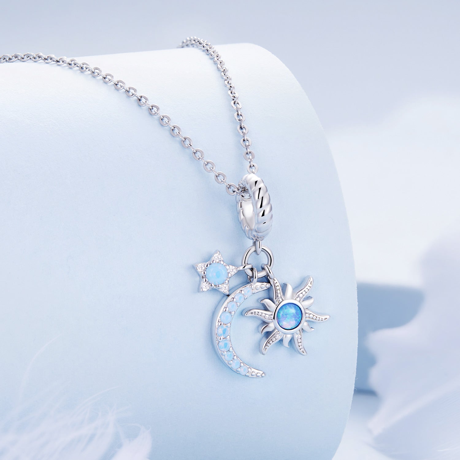 Silver Pendant Sun Moon And Stars CZ Dangle Charm For Sale - sursenso Pendant