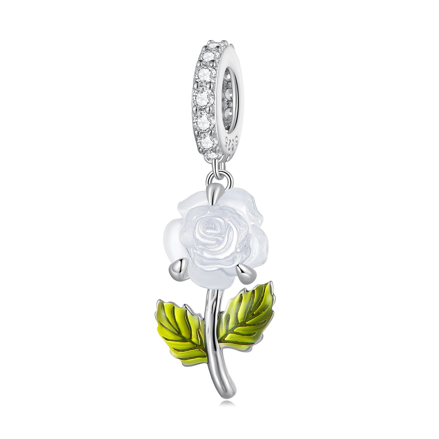 Silver Pendant Temperature Change Color Rose CZ Dangle Charm For Sale - sursenso Charm
