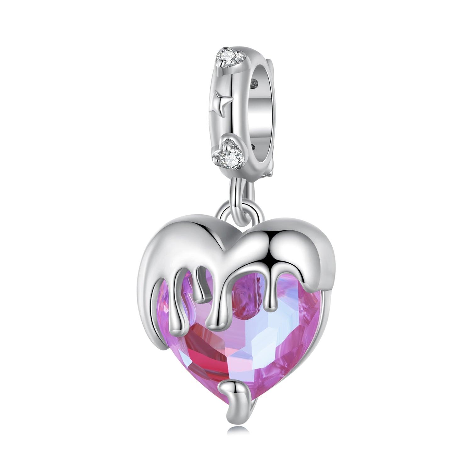 Silver Pendant The Melted Heart Of A Maiden CZ Dangle Charm For Sale - sursenso Pendant