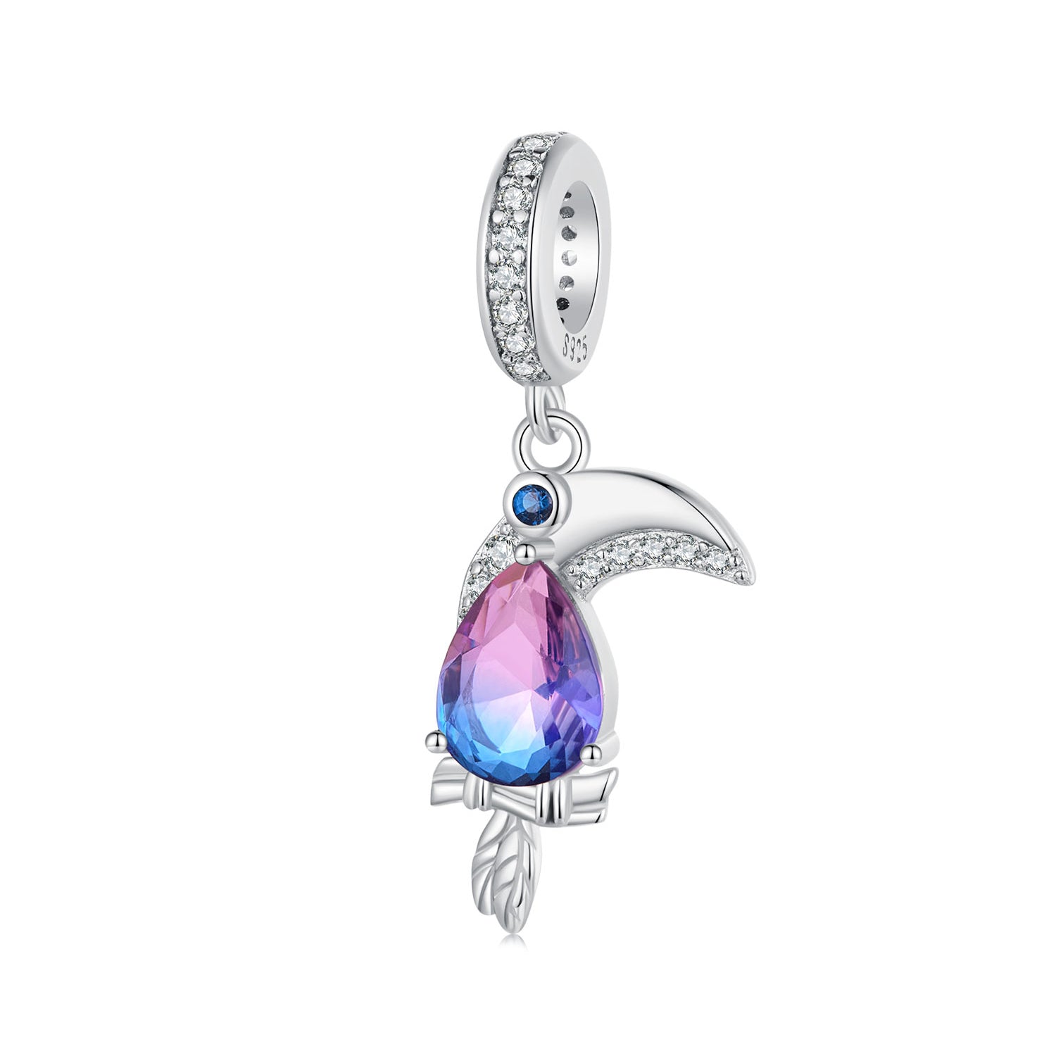 Silver Pendant Toucan CZ Dangle Charm For Sale - sursenso Pendant