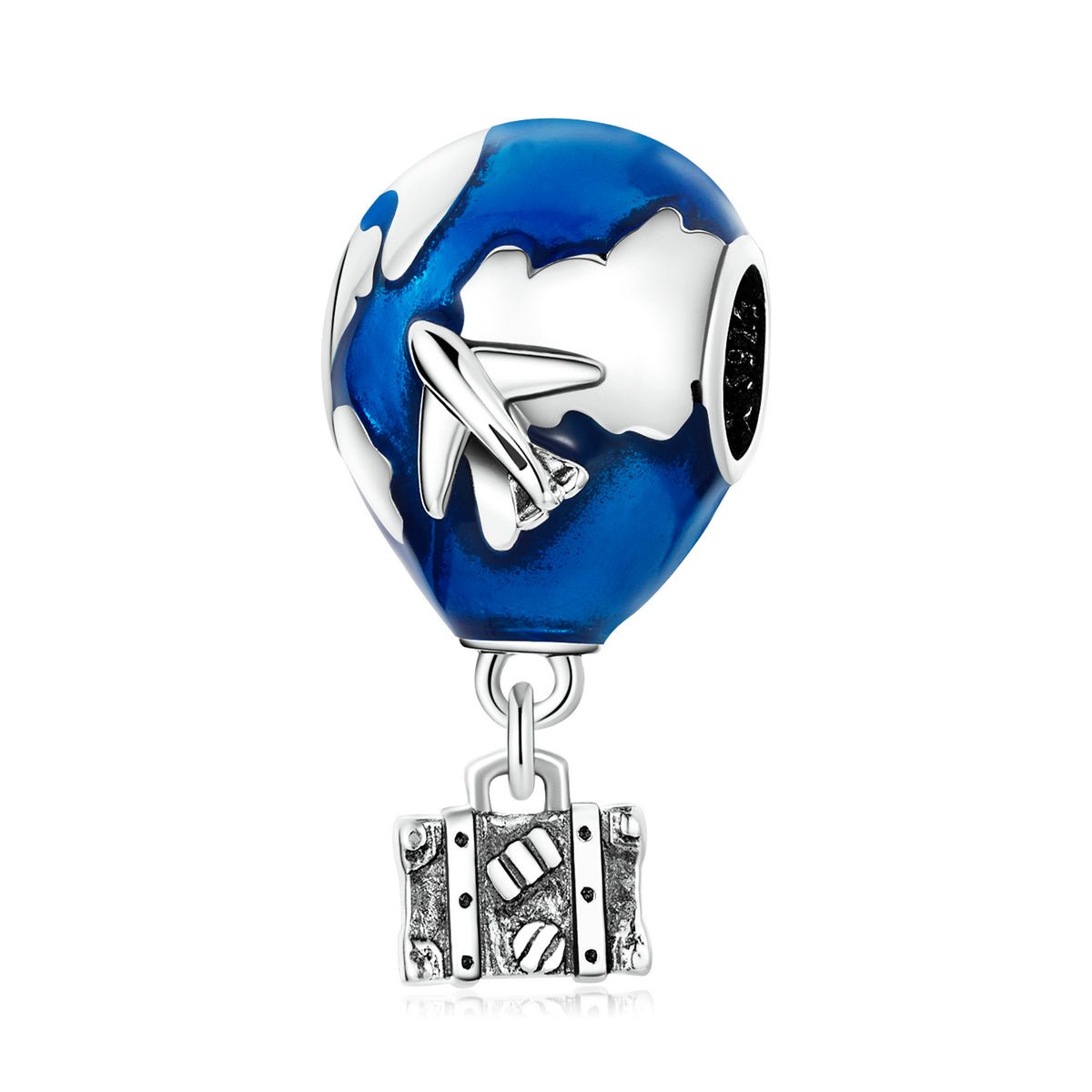 Silver Pendant Travel Round the World Hot Air Balloon Dangle Charm For Sale - sursenso Pendant