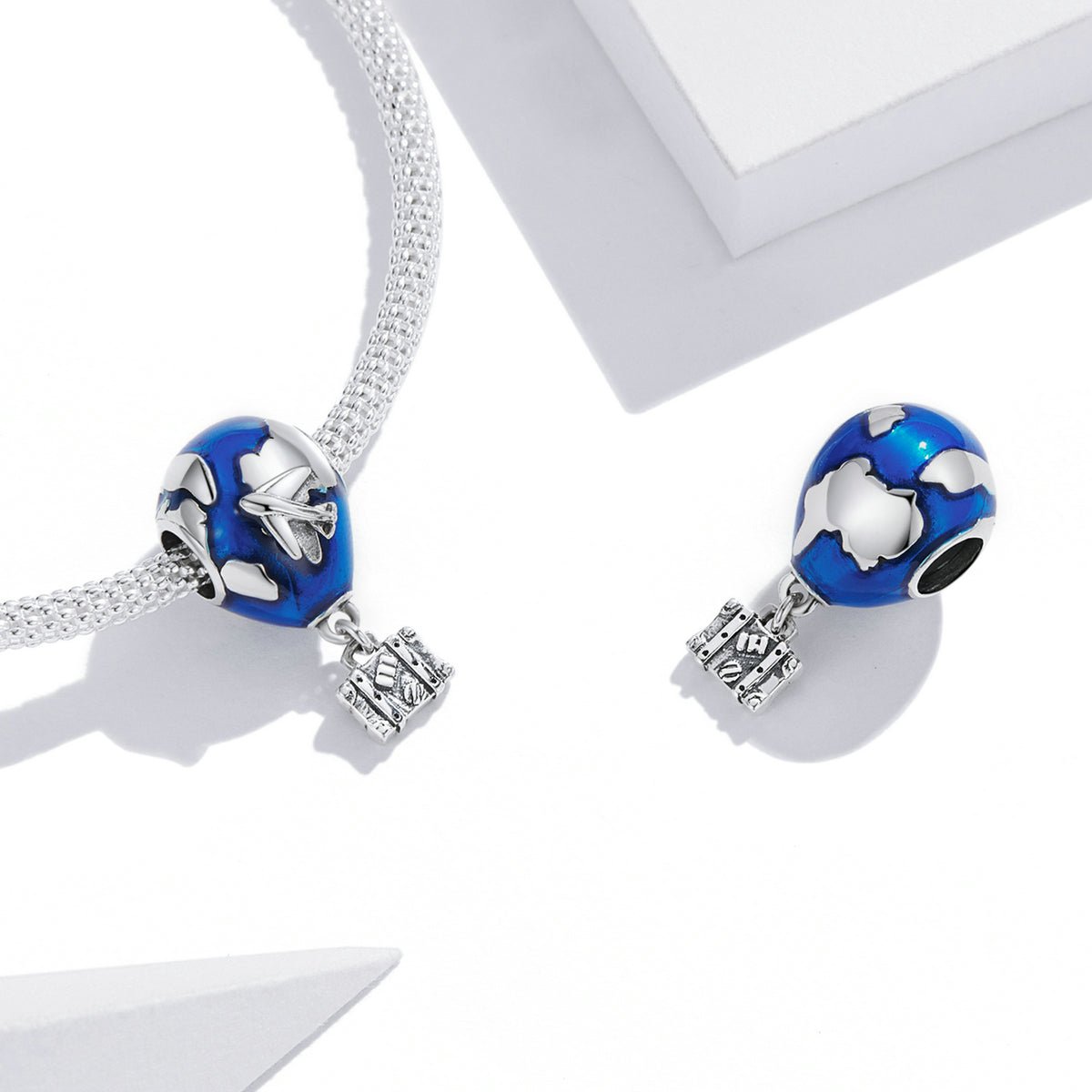 Silver Pendant Travel Round the World Hot Air Balloon Dangle Charm For Sale - sursenso Pendant