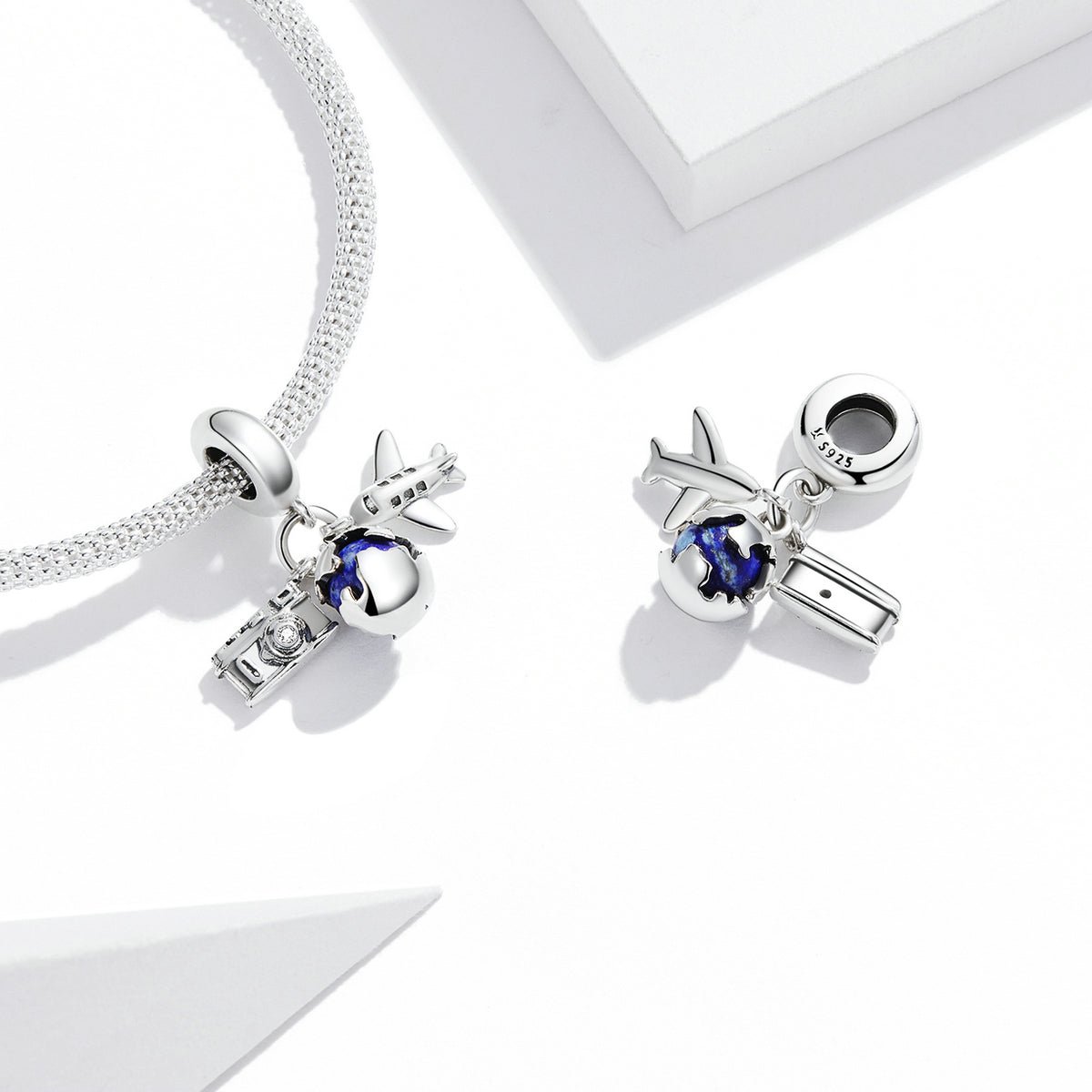 Silver Pendant Travel Round the World - Mini Camera CZ Dangle Charm For Sale - sursenso Pendant