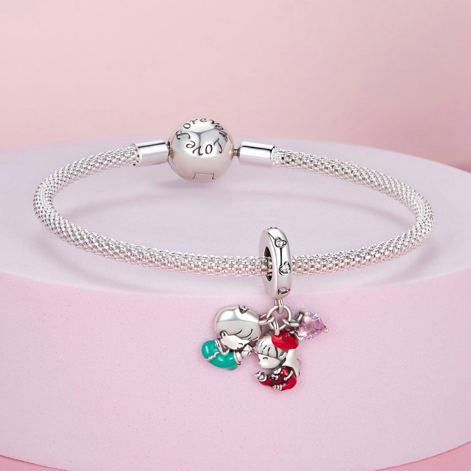 Silver Pendants Green Boys and Red Girls CZ Dangle Charm For Sale - sursenso Pendants