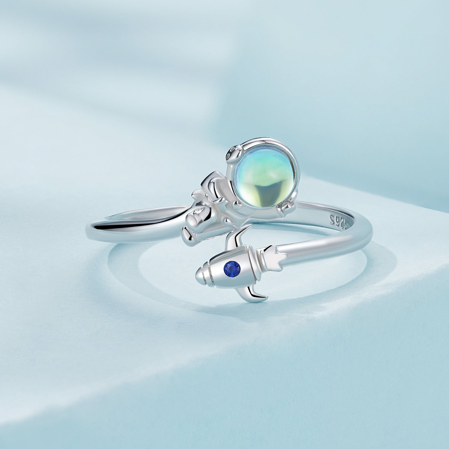 Silver Ring Astronaut Ship CZ Open Ring For Sale - sursenso Open Rings