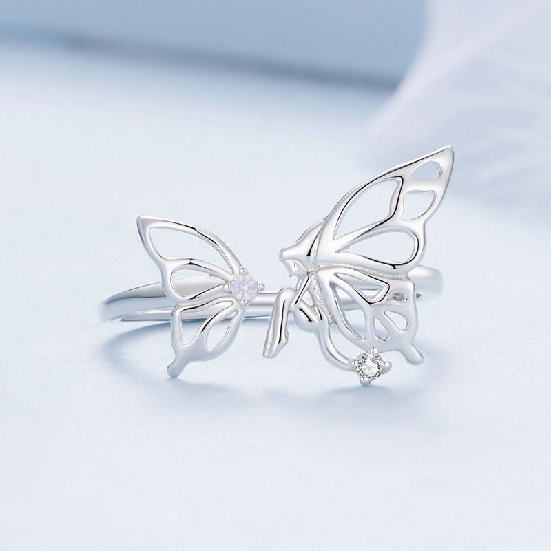 Silver Ring Butterfly Elf CZ Open Ring For Sale - sursenso Open Rings