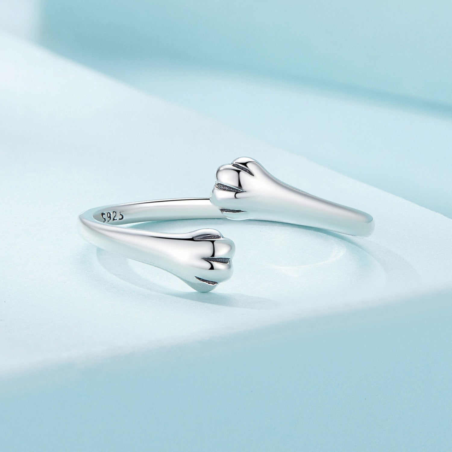 Silver Ring Cat Paw Embrace Open Ring For Sale - sursenso Open Rings