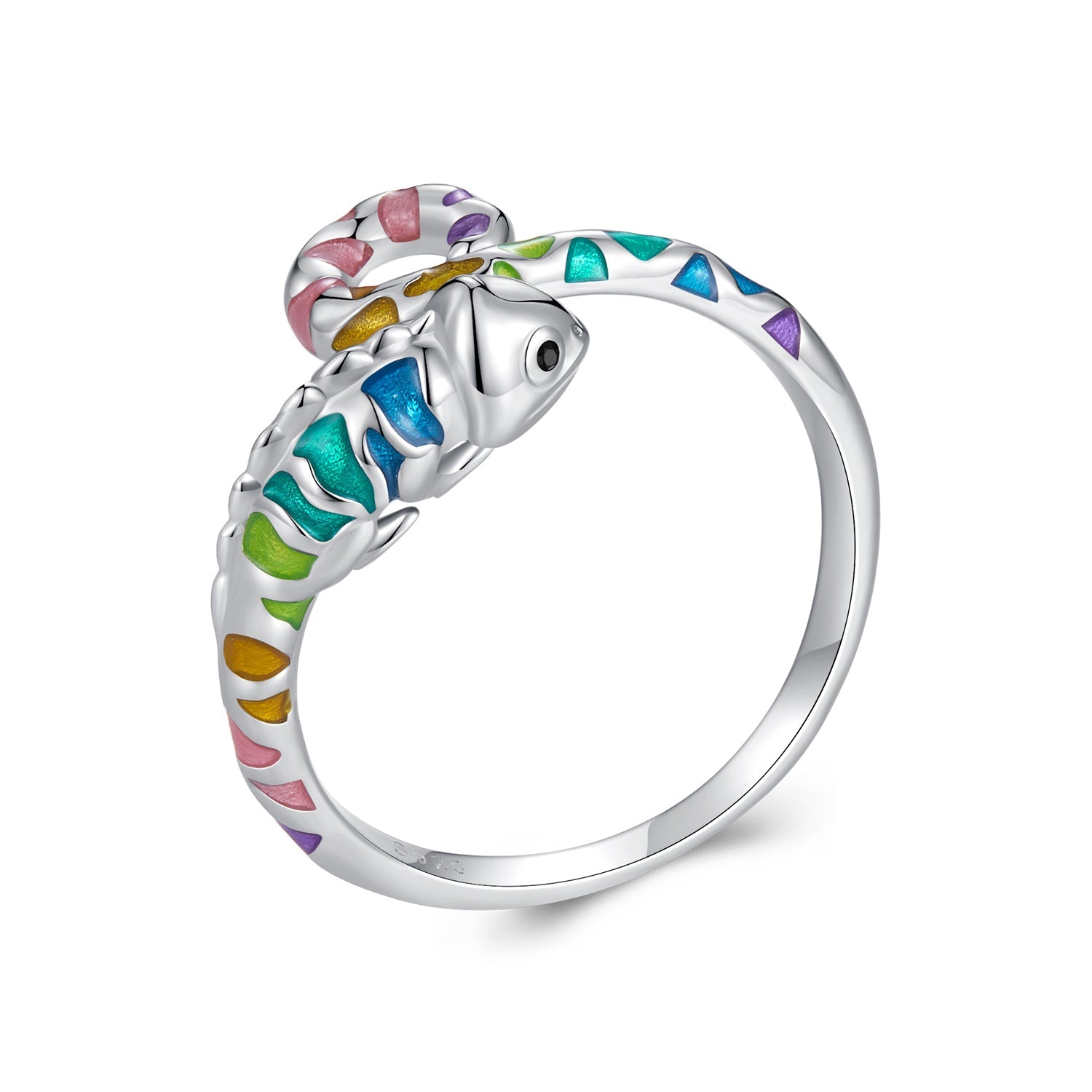 Silver Ring Chameleon CZ Open Ring For Sale - sursenso Open Rings