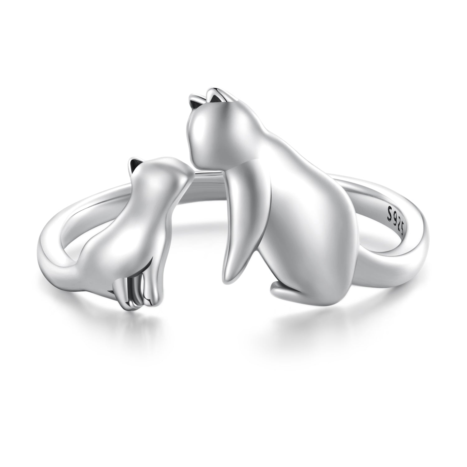 Silver Ring Couple Cat Open Ring For Sale - sursenso Open Rings