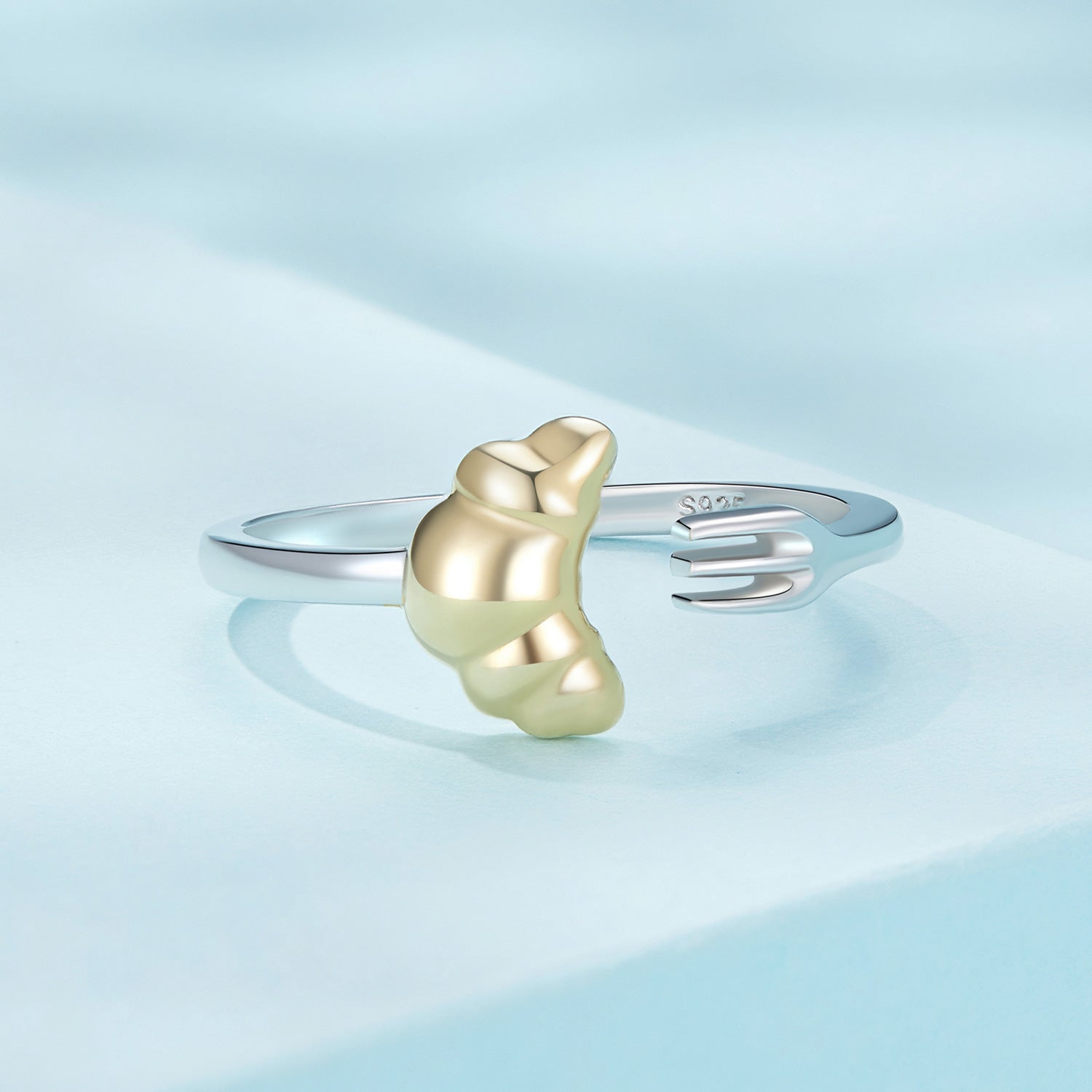Silver Ring Croissant and Fork Open Ring For Sale - sursenso Open Rings