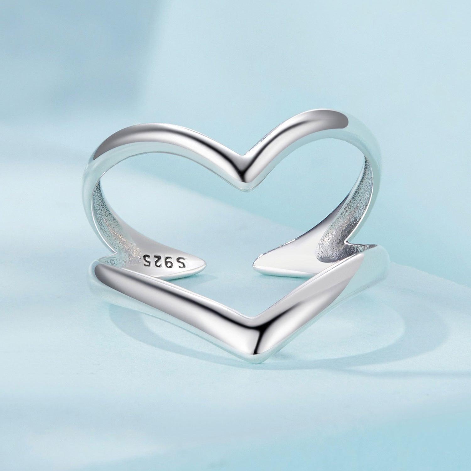 Silver Ring Double Love Open Ring For Sale - sursenso Open Rings