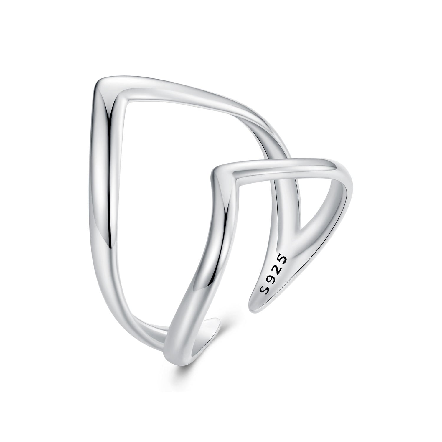 Silver Ring Double Love Open Ring For Sale - sursenso Open Rings