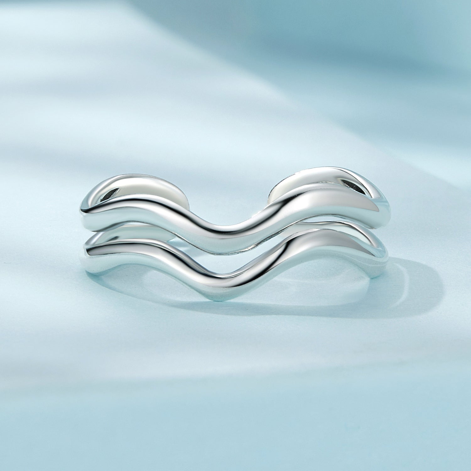 Silver Ring Double Wavy Open Ring For Sale - sursenso Open Rings