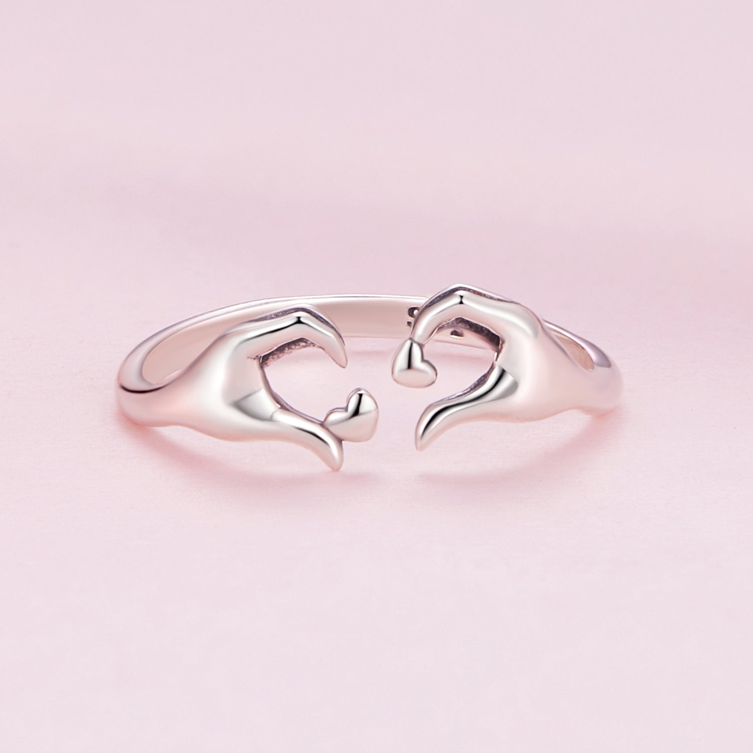 Silver Ring Hand Over Heart Open Ring For Sale - sursenso Open Rings