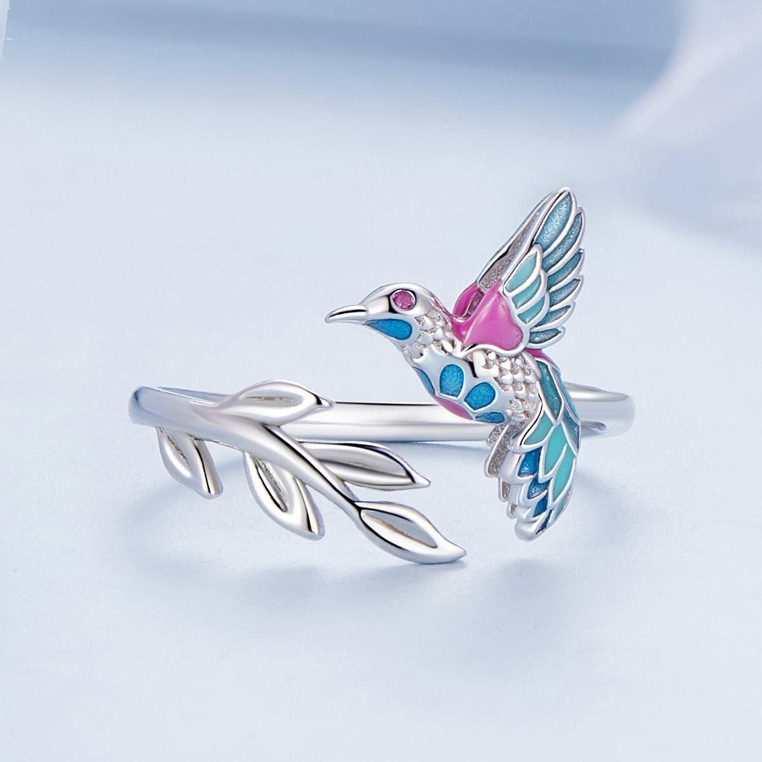Silver Ring Kingfisher CZ Open Ring For Sale - sursenso Open Rings