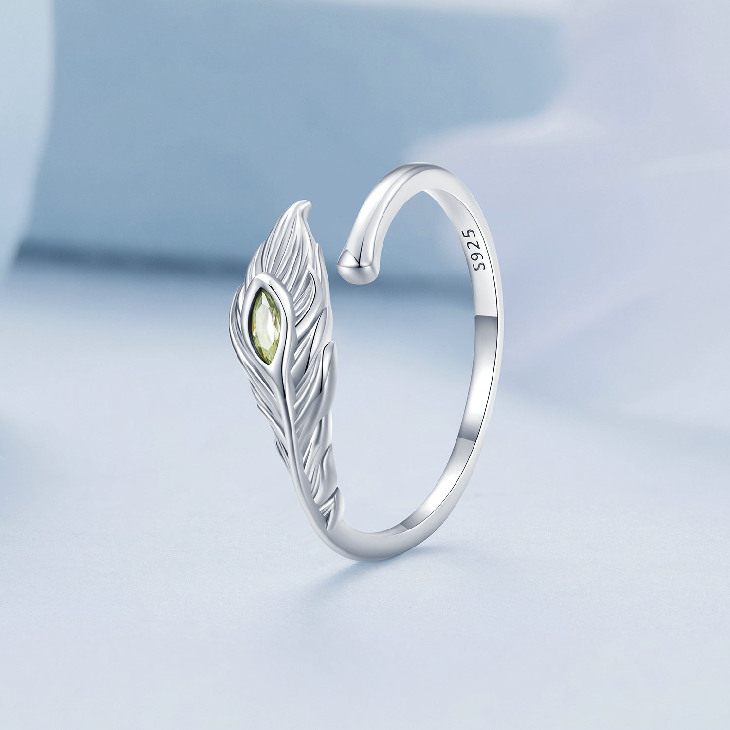 Silver Ring Peacock Feathers CZ Open Ring For Sale - sursenso Open Rings