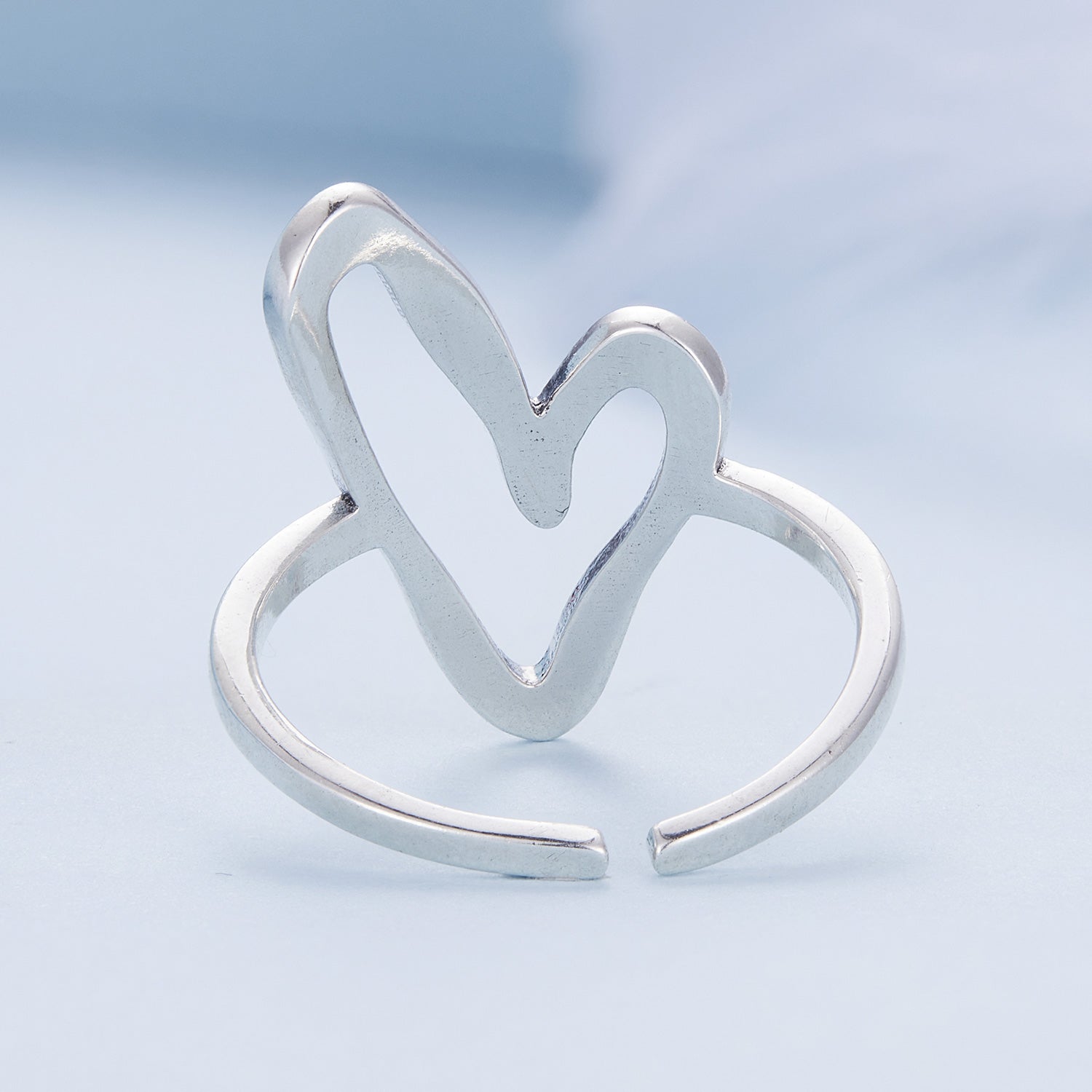 Silver Ring Simple Hollow Heart Open Ring For Sale - sursenso Open Rings